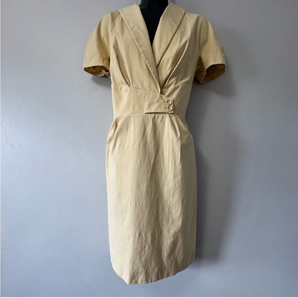 Dior Yellow Midi Dress with Button Detail